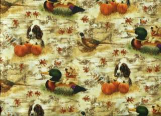 MALLARD DUCKS PUPPIES & PUMPKINS~Cotton Quilt Fabric  