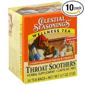 Celestial Seasonings Throat Soothers, Tea Bags, 10 Count Boxes (Pack 
