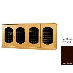   Four Door Wine Cellar Credenza   Glass Doors / Dark Cherry Cabinet