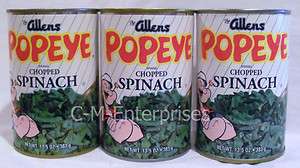 Allens Popeye Chopped Spinach 13.5 oz ( 3 Cans )  