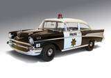   61 1957 Chevrolet Bel Air Sedan Black & White Police Department Car