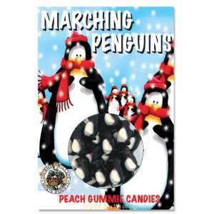 Christmas Marching Penguins Peach Gummie Candy, Stocking Stuffer 