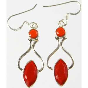  Faceted Redstone Earrings   Sterling Silver Everything 