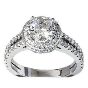 Pompeii3 Inc. SI 1.60CT Real Diamond Engagement Ring Pave Halo Split 