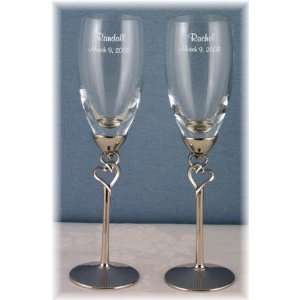  Personalized Double Heart Flutes