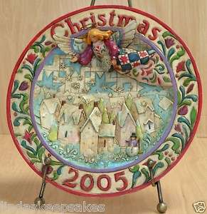 Sowing Joy Jim Shore 1st Christmas Plate 2005 w stand  