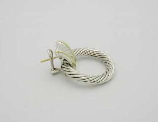 David Yurman 14K Yellow Gold Silver Cable Hoop Earrings  
