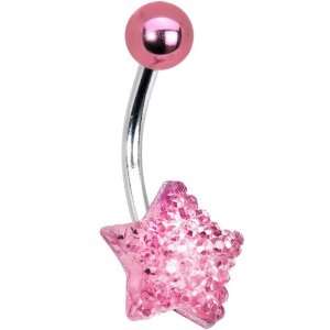  10mm Pink Sparkler Star Belly Ring Jewelry