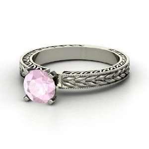  Charlotte Ring, Round Rose Quartz Sterling Silver Ring 