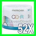 50 New Memorex 52X Silver Logo 700MB 80 Min CD R CDR Fa