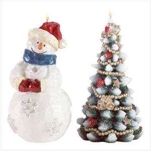Snowman / Christmas Tree Candle Set   NEW IN BOX   GREAT GIFT IDEA 