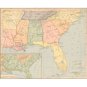   Cowperthwait 1893 Antique Map of the Southern States