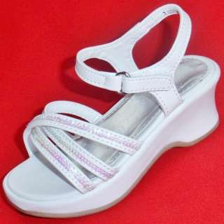   KK VICTORIA White Sequins Wedge Sandals Fashion Dress Shoes  