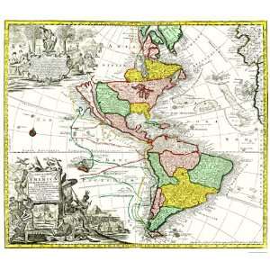  NORTH AND SOUTH AMERICA SEPTENTRIONALIS MAP 1745
