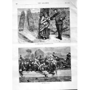  1870 SORTIE HARE SOLDIERS MAN WOMAN GATHERING WOOD