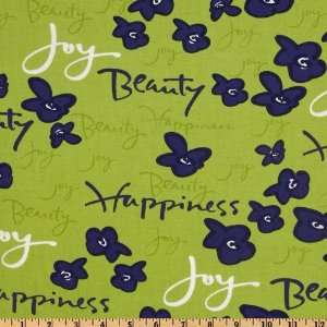  44 Wide Happiness Sweet Words Indigo Fabric By The Yard 