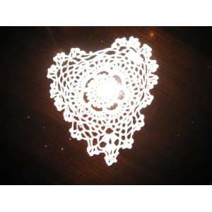 All State Hand Crafted Crocheted Doilies, 8 Round Heart Shape, Beige 