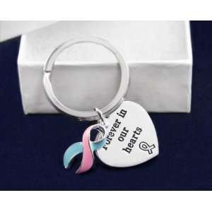  Pink & Blue Ribbon Key Chain  Forever In Our Hearts (18 