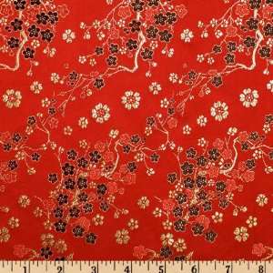 29 Wide Chinese Silk Brocade Flowers Red Fabric By The 