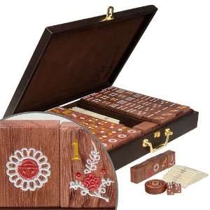  Chinese ROSEWOOD TILE Mahjong Set Wooden Case Toys 