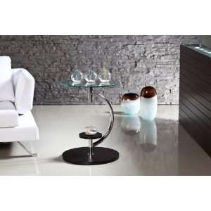   Black Color Glass Top Round End Table / Accent Table