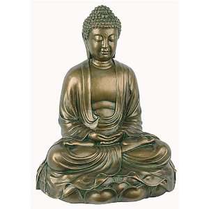  Buddha in Meditation on Lotus Sculpture, 11.5H 