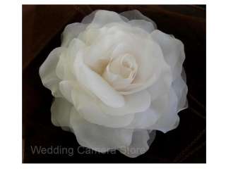 inch IVORY Silk Rose Wedding Bridal Hair Flower Clip  