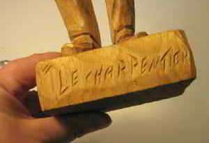 Vintage Quebec Wood Chip Carving Sign Le Charpentier  