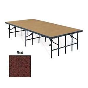  Portable Stage With Carpet   96L X 36W X 16H   Red 