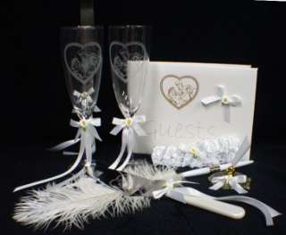 Disney SNOW WHITE Wedding Cake Topper lot Glasses Knife  