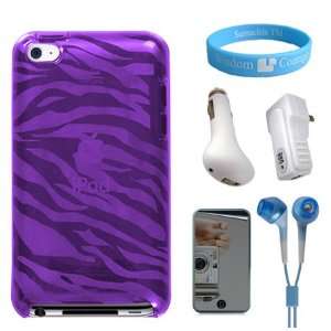 Perfect Fit Cool Molded Silicone Purple Zebra Case for iPod Touch 4G 
