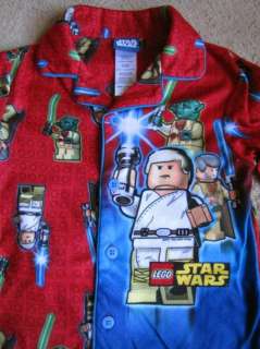 STAR WARS *LEGO* Red Flannel Button Up Coat Pajamas Pjs sz 3T  