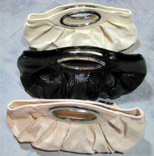 Black Snakeskin Print Clutch Purse Beige Cream Textured Handbag by 