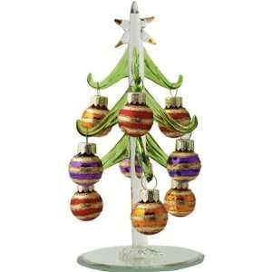   Christmas Tree with Colorful Striped Glitter Ornaments