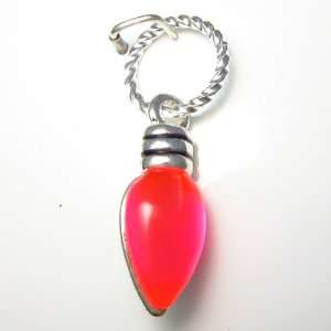  Christmas Light Translucent Hot Pink Resin Silver Plated 