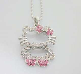 Small hello kitty Pink bow necklace for child gift L16  