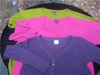 LOT OF 3 LADIES SWEATERS NY & CO OLD NAVY XL PINK GREEN PURPLE  