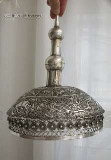 Tribe Exotic Chinese Handmade Carved Miao Silver Hat  