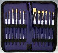 12 ROYAL SOFT GRIP PAINT BRUSHES w/DELUXE STORAGE CASE  