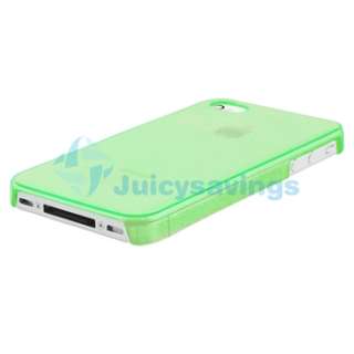   Green Crystal Back Hard Case+AC+Car Charger+Cable For iPhone 4 4G 4S