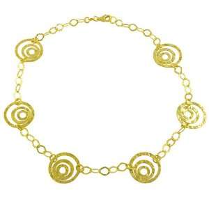   Gold over Sterling Silver Hammered Circles Station Necklace (18 Inch