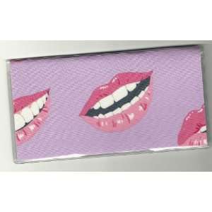  Checkbook Cover Pink Purple Smooch Lips 