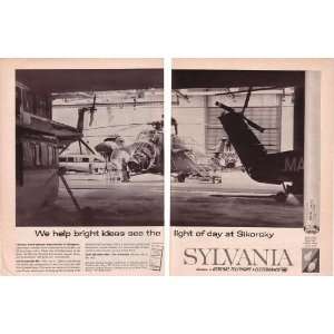 1960 Sikorsky Helicopter Plant Sylvania Lamps 2 Page Print 