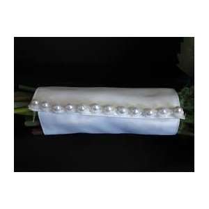  Lomey Hand   Tied Bouquet Wrap Ivory Silk with Pearl Trim 