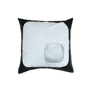  Leather and cotton cushion cover, Fusion
