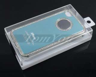 Hot For iPhone 4G 4S Luxury Diamond Sky Blue Metal Aluminum Chrome 