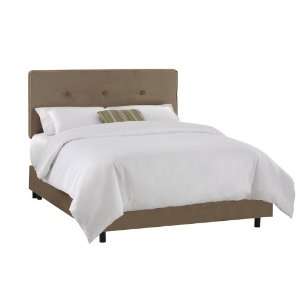  Queen Skyline Premier Khaki Three Button Upholstered Bed 