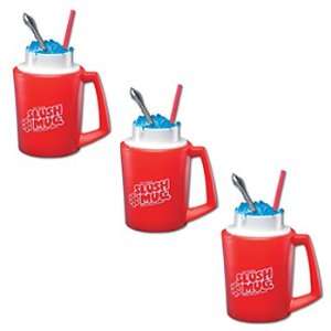 SLUSH MUGS Frozen Beverage Red Slushie Cups   SET of 3   Slushee 