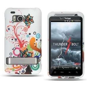  HTC 6400 ThunderBolt Incredible HD Rubber Touch White Autumn Flower 