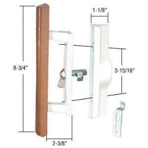 CRL Wood/White Keyed Internal Lock Sliding Glass Door Handle Set With 